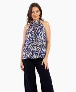 Dames Studio Anneloes T-Shirts & Tops*Top Sara Satin Big Flower Blauw