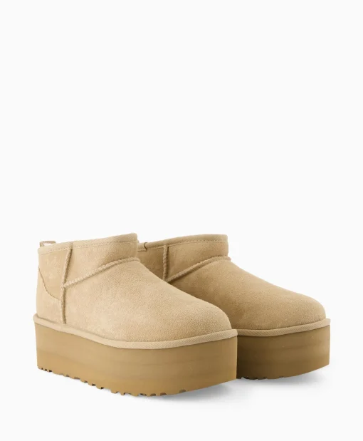 Dames Ugg Laarzen*Enkellaars W Classic Ultra Mini Platform Beige