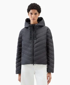 Dames Woolrich Jassen*Gewatteerde Jas Chevron Hooded Zwart