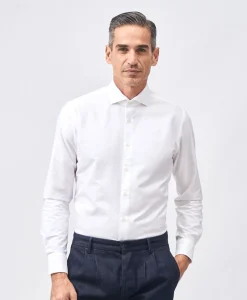 Heren Xacus Overhemden*Tailor Fit Oxford Shirt Wit
