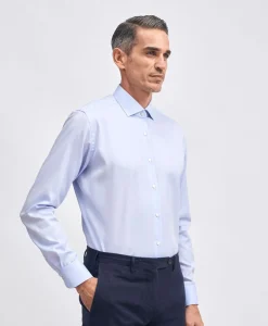 Heren Xacus Overhemden*Travel Shirt Licht Blauw