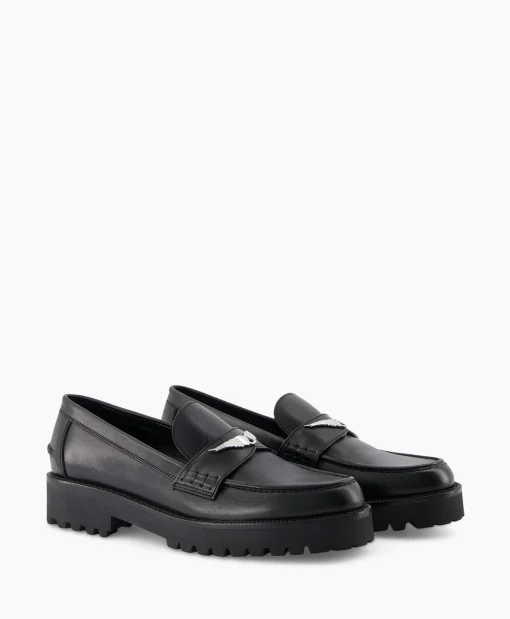 Dames Zadig & Voltaire Instappers*Zadig & Voltaire Loafer Joecassin Semy Shiny Calfskin Zwart