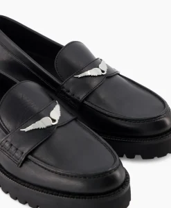 Dames Zadig & Voltaire Instappers*Zadig & Voltaire Loafer Joecassin Semy Shiny Calfskin Zwart
