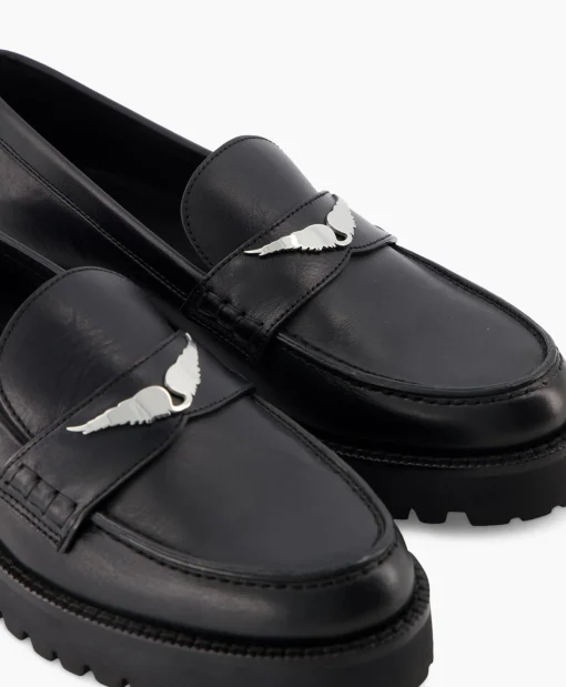 Dames Zadig & Voltaire Instappers*Zadig & Voltaire Loafer Joecassin Semy Shiny Calfskin Zwart