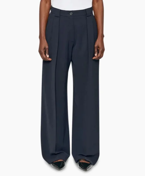 Dames Zenggi Broeken*Pantalon Wide Pleated Donker Blauw