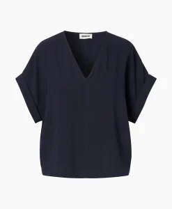 Dames Zenggi T-Shirts & Tops*Top Fluid V-Neck Donker Blauw