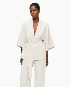 Dames Zenggi Vesten*Vest Japanse Crepe Kimono Off White