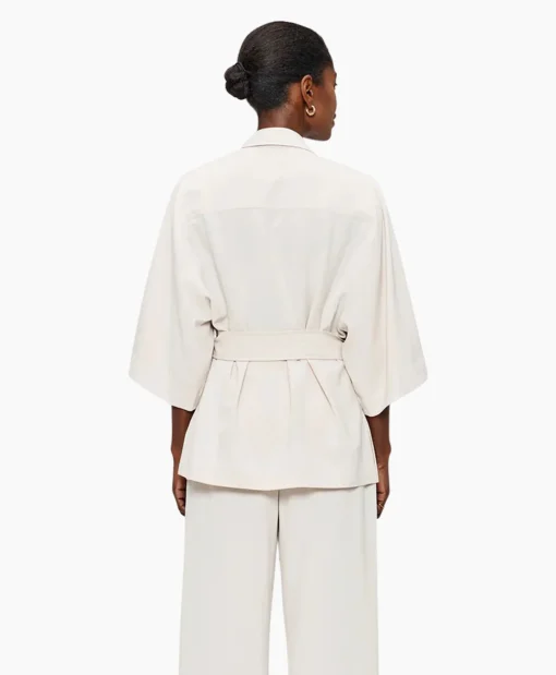Dames Zenggi Vesten*Vest Japanse Crepe Kimono Off White